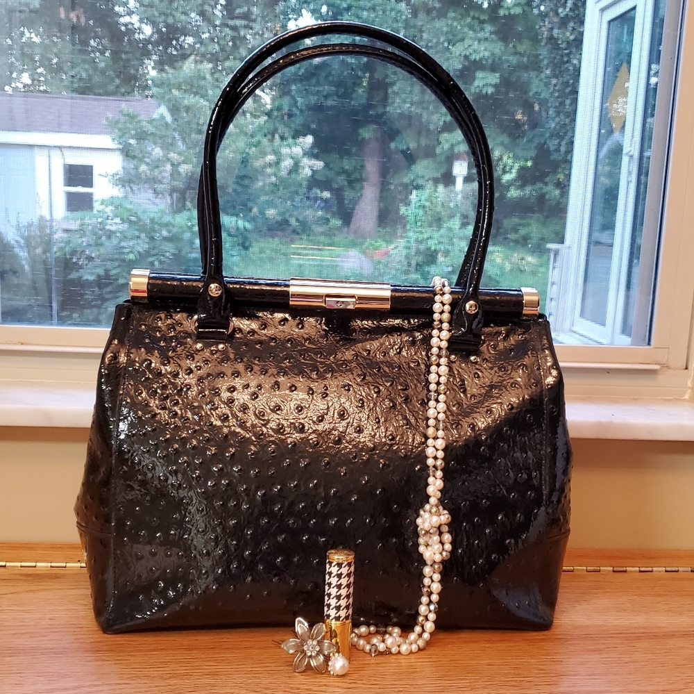Black Ostrich leather bag